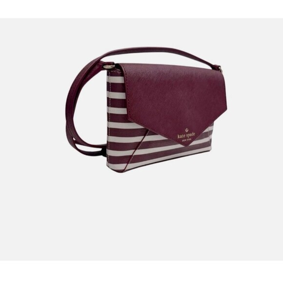 kate spade new york Handbags - Kate Spade STORYBOOK Fairmount square burgundy/white/stripe crossbody EUC